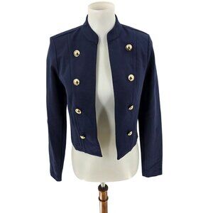 Michael Kors Womens Navy Double-Breasted Military Style Jacket, XS